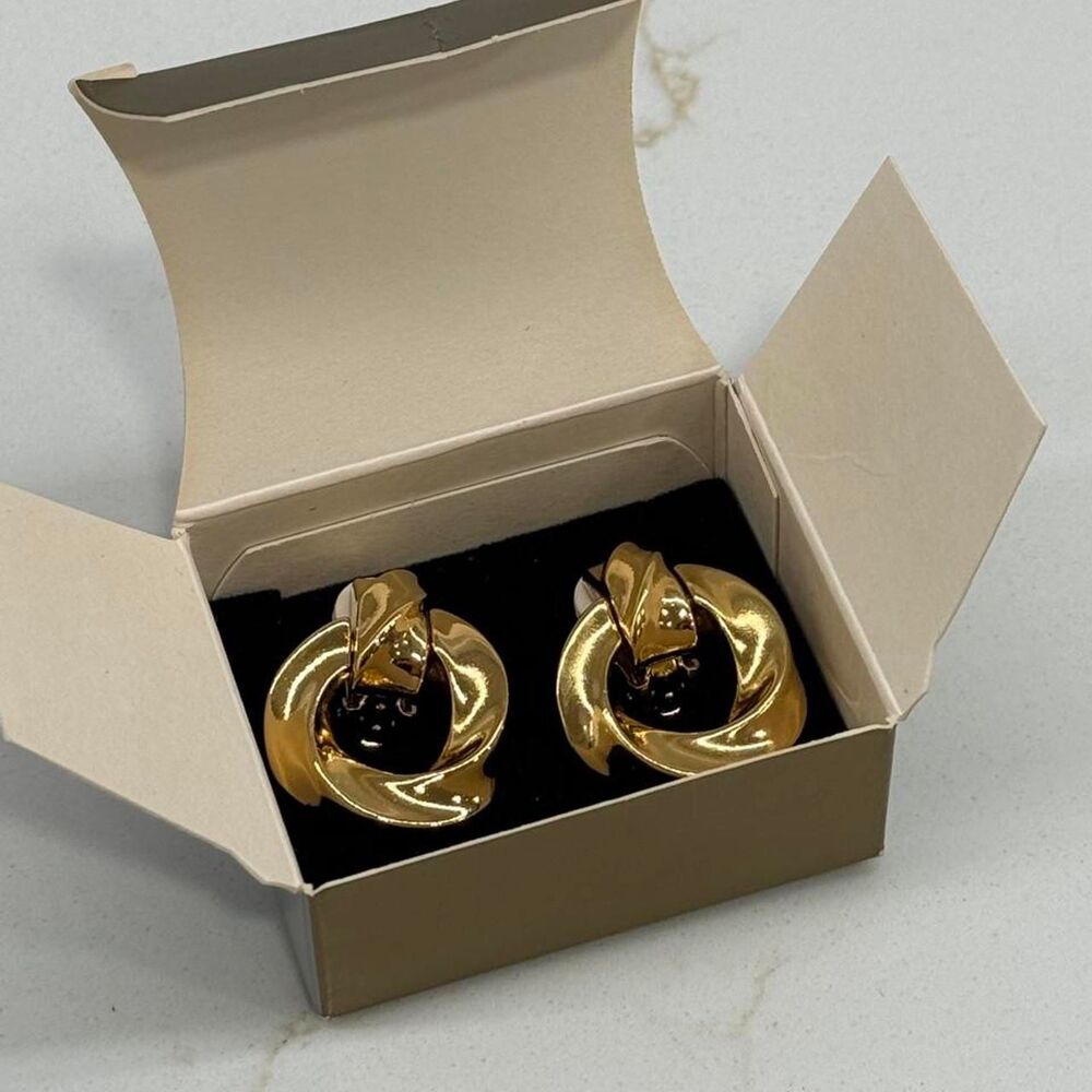 Avon Bold Style Golden Clip Earrings doorknocker